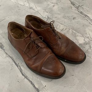 MEN'S Johnston & Murphy brown leather career shoes, laces, size 12M